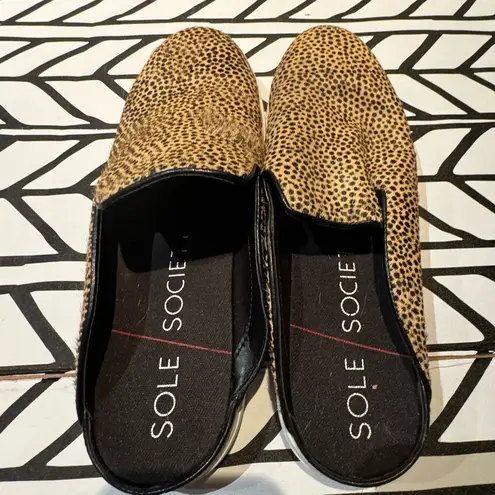 Sole Society  Belinda calf hair cheetah print sneaker mules size 9