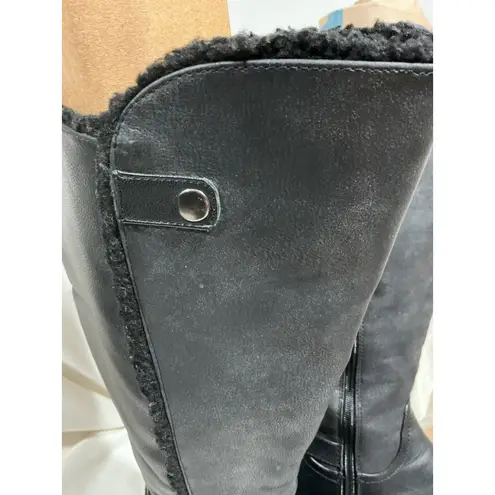 Woman’s Jasmin Sawyer Wide Calf Size 6m Faux Leather Fur Lined Riding Boot Black