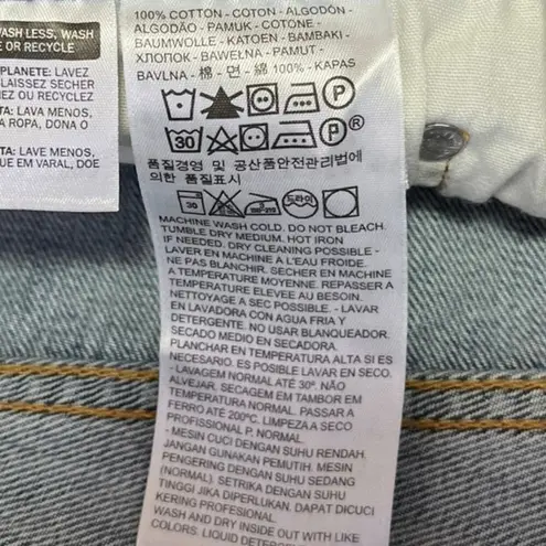 Levi's  501 Blue Women's Mid Rise Distressed Frayed Raw Hem Denim Jeans Shorts 27