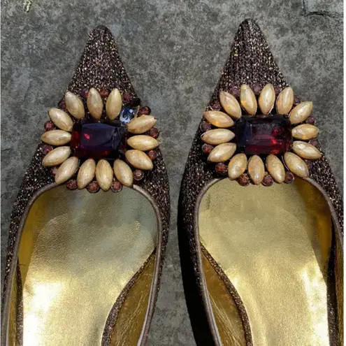 Miu Miu Embellished Woven Metallic Mules – Vintage Designer Heels Size 38.5