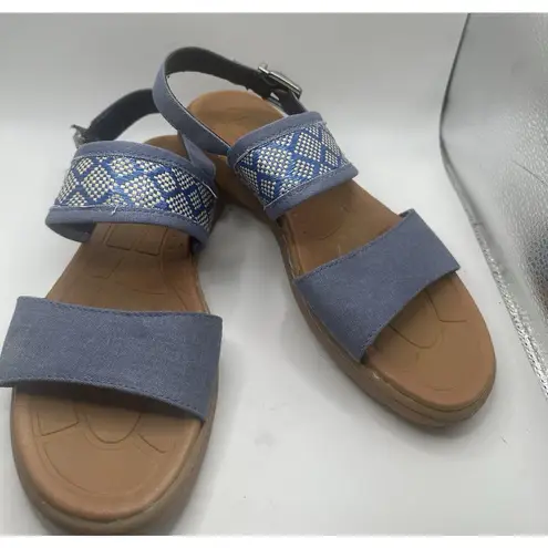 Born concept BOC 7M Sandals Womens Jorunn Open Toe Slingback Blue Denim Flats