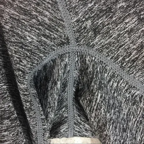 Heathered Pocket Crop Leggings Gray Pink Medium Workout Pants w/ Pockets Nylon