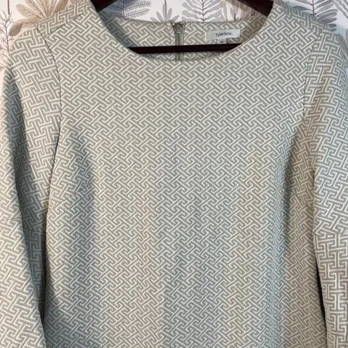 Tyler Böe Textured Geometric Bell Sleeve Dress Women's Medium Gray Beige