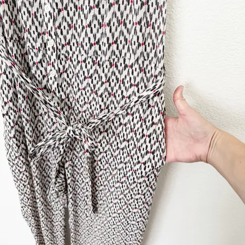 [XÍRENA] Haven Tile Geometric Print Cassi Jumpsuit Belt Flutter Sleeves Sz Large White