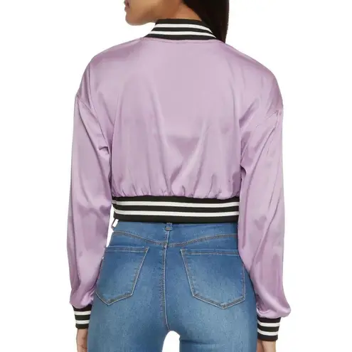 Daisy Purple Cropped Varsity Jacket Size Medium NWT