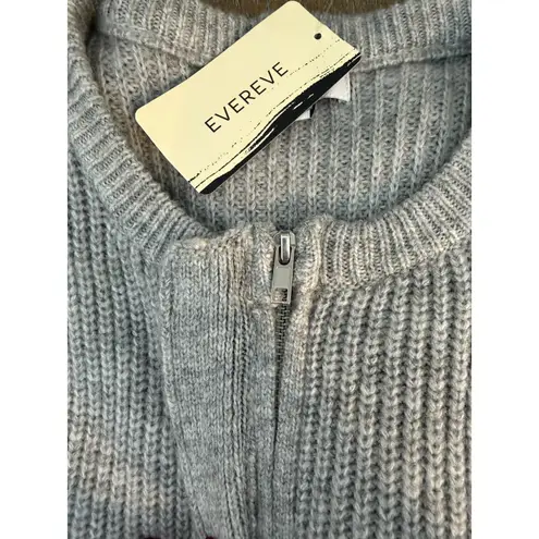 Evereve Harlow Zipper Cardigan Grey Ribbed Knit Long Sleeve Pockets XS NEW W/TAG