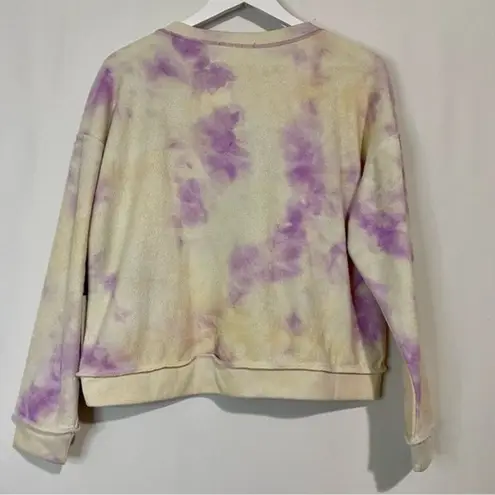 Kirious Women’s Reverse Tie Dye Long Sleeve Pullover Sweatshirt Purple Sz M NWT