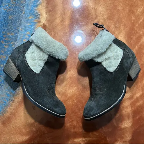 Superdry Super-dry leather heeled western boots Sherpa trim size 8 - Image 3