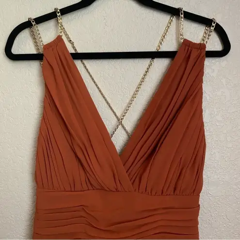 AIIFOS Emily Mini Dress from Revolve size 4 burnt‎ orange chain pleated