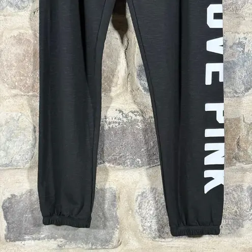VS Pink Athletic Pants Joggers Woman's XS Black White Spellout Lightweight
