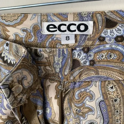 Ecco Paisley Brown Tan Wide Leg Pants Size 8