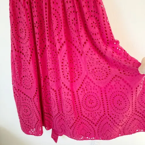 Badgley Mischka Red Eyelet Midi Dress Sz 6