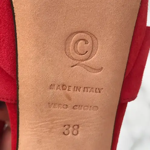 Alexander McQueen Armadillo double arched red suede sandal IT 38 US 8