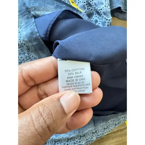 Lavender Brown Blue Eyelet Tunic Dress Large Boho Festival Kimono Sleeve USA