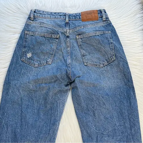 Bershka High Rise Ripped Knee Jeans