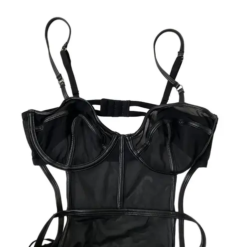 Missguided Black Faux Leather Trim Lingerie Women's Size 34C NWOT | 51-28