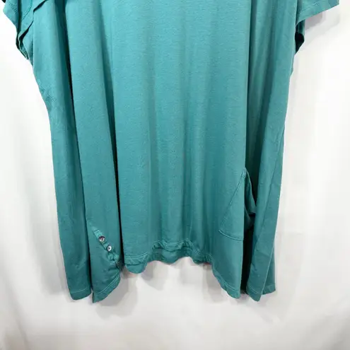LOGO By Lori Goldstein LOGO Lori Goldstein Plus Size 3X Tunic Top Teal Blue Short Sleeve Pockets 614