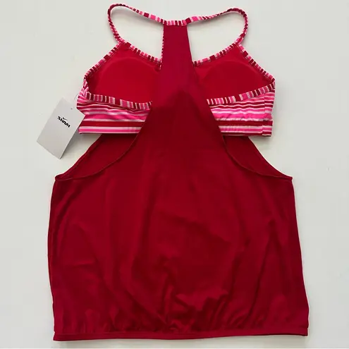 Nike  Red and Pink Striped Tankini Size M