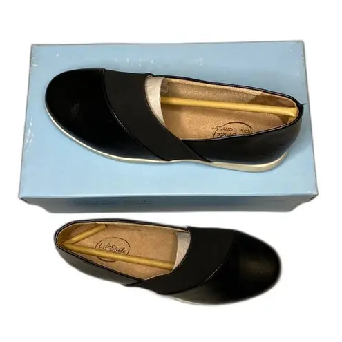 Life Stride  Lucy Faux Leather Slip-On Loafers Black Women Size 5.5