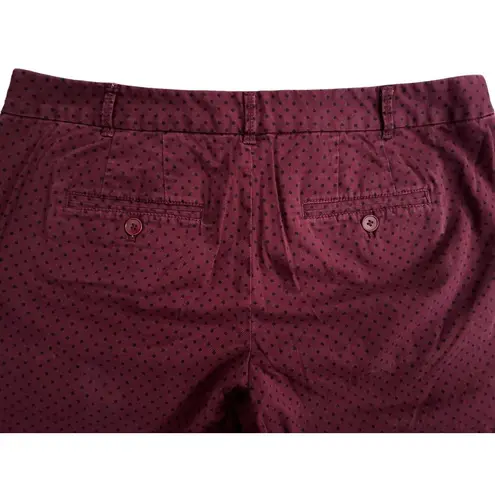 Talbots  The Weekend Chino Size 10 Medium Maroon Black Polka Dot Cotton Cropped