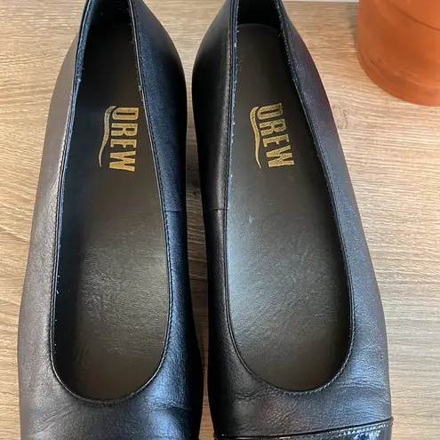 Drew Black Leather Slip On Chunky Heel Loafer, 8