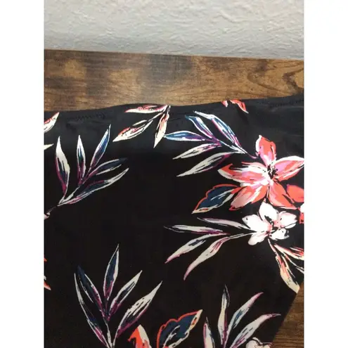 Bar III New NWT  Black Floral Bikini Bottom Swim Wear XL Tropical Escape