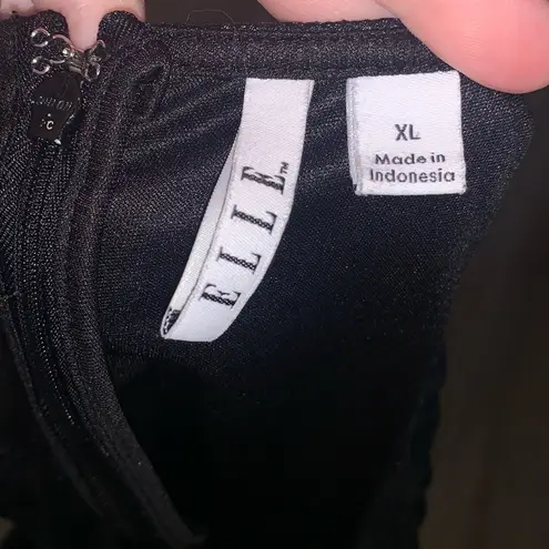 Elle Black Sleeveless Women's XL Crop Top Lined Square Pattern