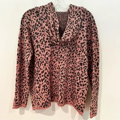 FATE by LFD Leopard Animal Print Hoodie Sweater Women's Medium Mauve Wool Blend Pink - Image 6