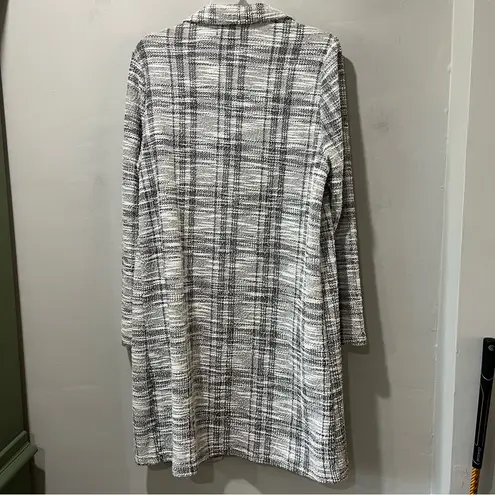 MELLODAY Womens Open Front Trench Coat Size Large White Black Classic