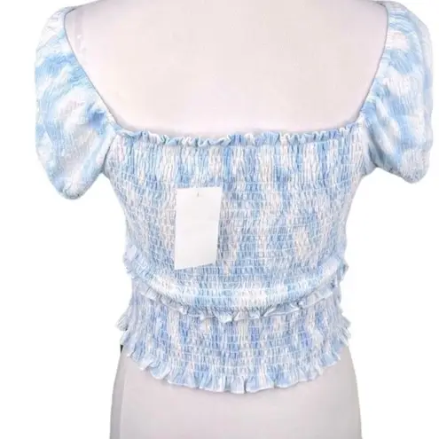 Lush Clothing NEW Lush Women's Size Large Blue Swirl Smocked Cropped Top