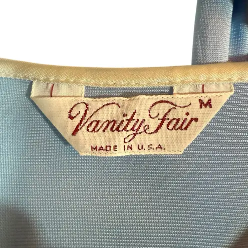 Vanity Fair Vintage Blue Satin Pajama Set Womens Medium Quilted Yoke Made In USA