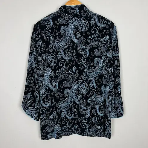 Alex Evenings Jacket Womens XL Black Blue Sparkle Paisley Stretch Formal USA