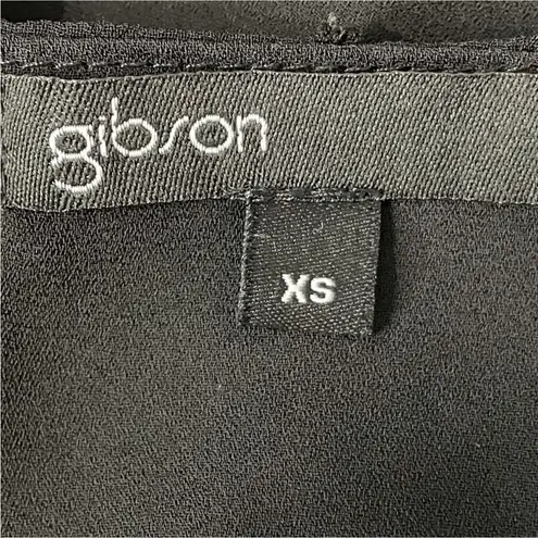 Gibson  Swiss Dot Sheer Black Blouse