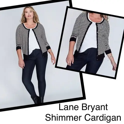 Lane Bryant  striped Black Metallic Cardigan 18/20