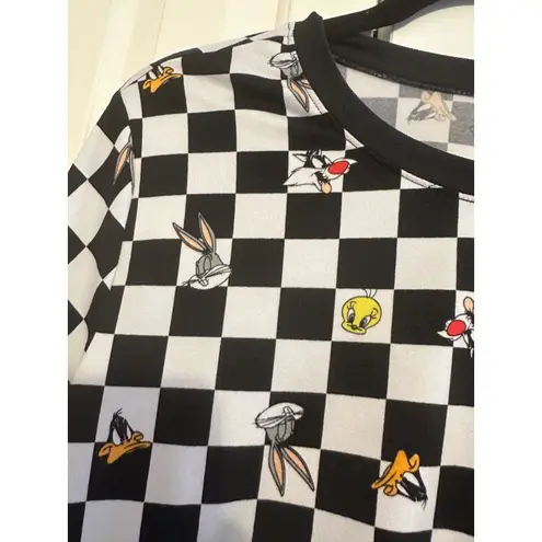 Looney Tunes Juniors SZ XL 15-17 Checkered Crop Shirt~Tweety Daffy