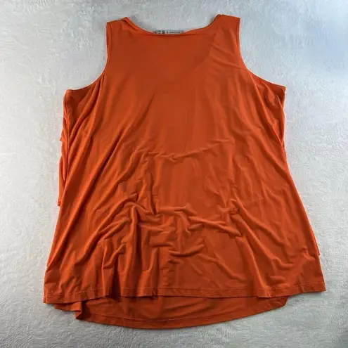 Susan Graver Plus 2X Top Liquid Knit Triple Layer Ruffle Printed A-Line V-Neck