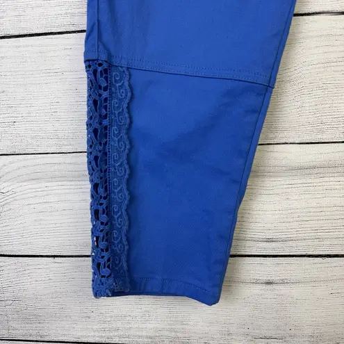 Soft Surroundings Ankle Length Pants Blue Embroidered Women's Size 14 Casual
