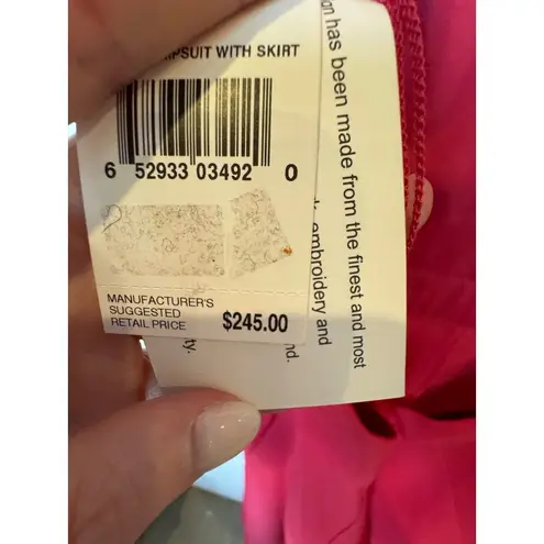 Aidan Mattox Jumpsuit Women 8 Geranium Halter V Neck With Skirt NWT Party Pink