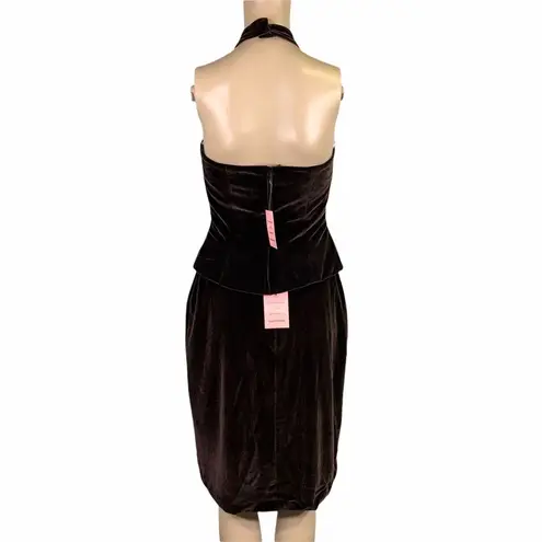 Eden Maids Womens Velvet Halter Top and Pencil Skirt Set Chocolate Brown 6