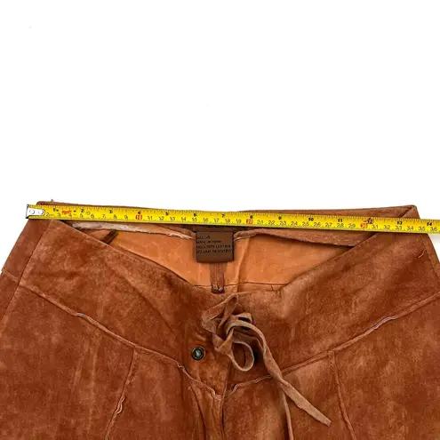 Arden B . Suede Leather Split Flare Pants Whipstitch Details Boho Y2K