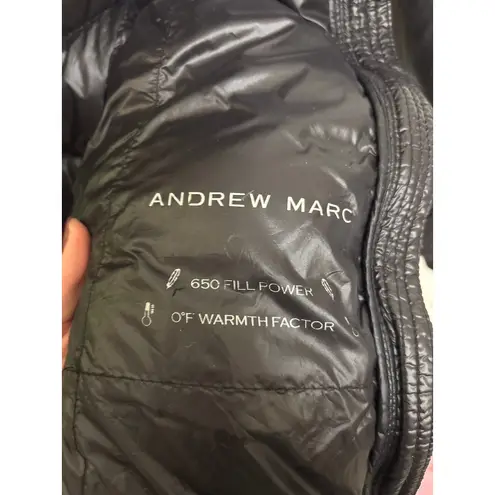 Andrew Marc Jacket Women Large Packable Lightweight Premium 650 Down Black Shiny