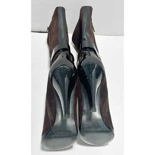 INC International Concepts Margaret Suede Leather Heeled Boots Booties Brown 9.5 Brown