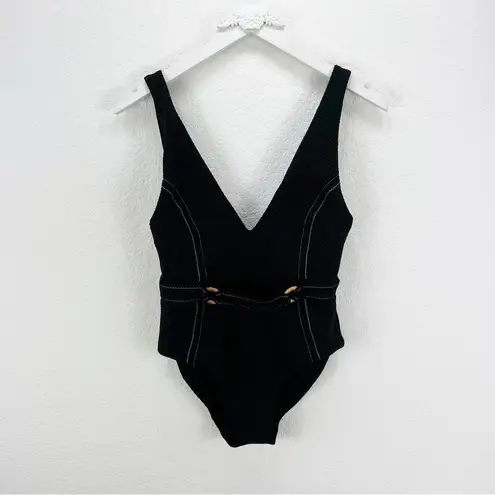 NEW NWT SUBOO KAIA DEEP V ONE PIECE BLACK SWIMSUIT SIZE MEDIUM M