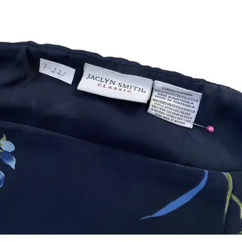 Jaclyn Smith Classic Women Size XL Blue Floral Skirt Midi Side Zip 7-221