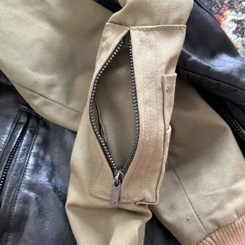 William Rast LEATHER MOTORCYCLE military green JACKET SIZE M