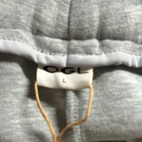 OGL FuzzLuxe High Waisted Umbrella Hem Midi Skirt Heathered Gray L Large New