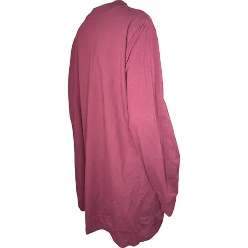 Denim & Co . Active French Terry Tunic Jacket with Ribbed Trim Dark Cherry 3Xd