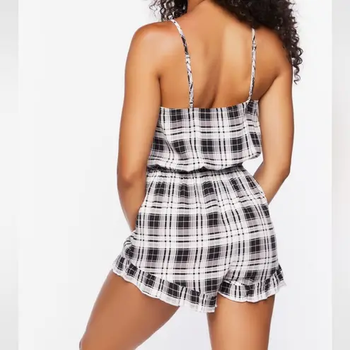 Forever 21 Plaid Lounge Cami Romper