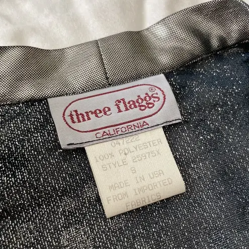 Vintage 1980s 1990s Glitzy Silver Pullover Long Duster Cardigan Disco Top Small