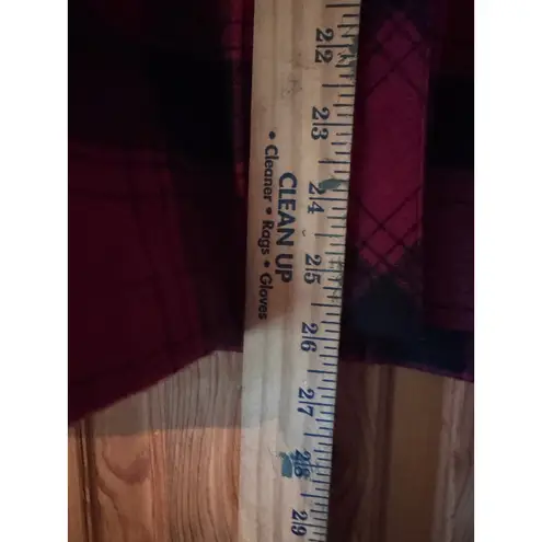 Coldwater Creek Womens Plaid Cape Coat Poncho Red Black Button Pockets